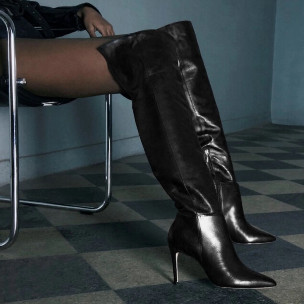 BNWT SCHUTZ Black Leather Over-the-knee Boots